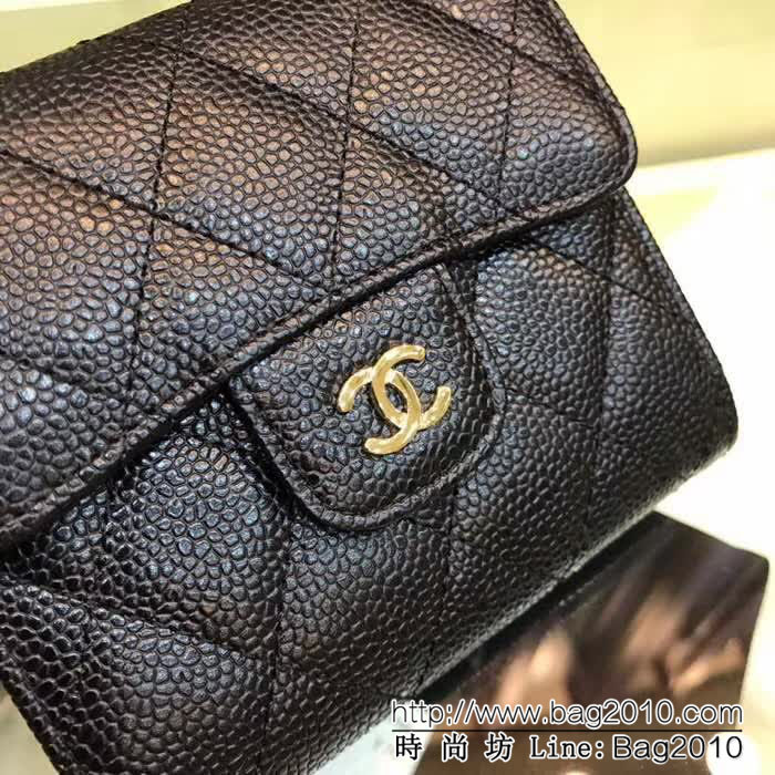 CHANEL香奈兒 經典系列 CF短三折錢包 後面有零錢包 荔枝紋頭層牛皮 82288  DJC3127